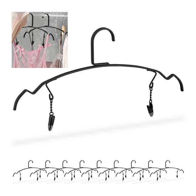 Set of 10 Thin Hangers with Clips