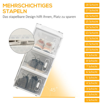Transparent shoe boxes with magnetic doors, fit up to size 45