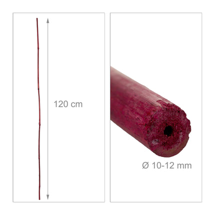 Set of 25 Red Bamboo Canes 120 cm
