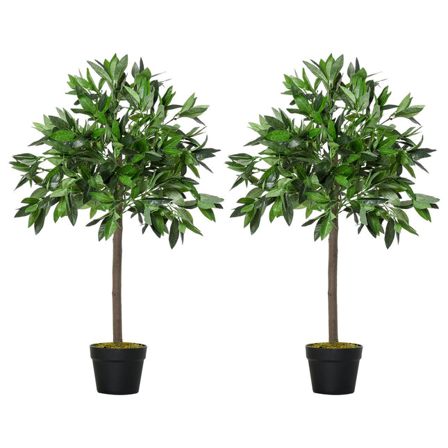Artificial laurel tree set, 90cm, cement pot indoor/outdoor