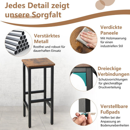 Set de 2 scaune de bar cu suporturi pentru picioare, capacitate 150 kg