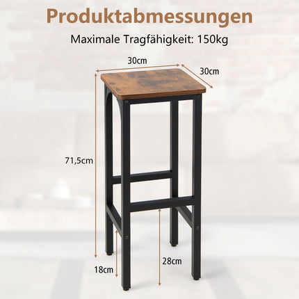 Set de 2 scaune de bar cu suporturi pentru picioare, capacitate 150 kg