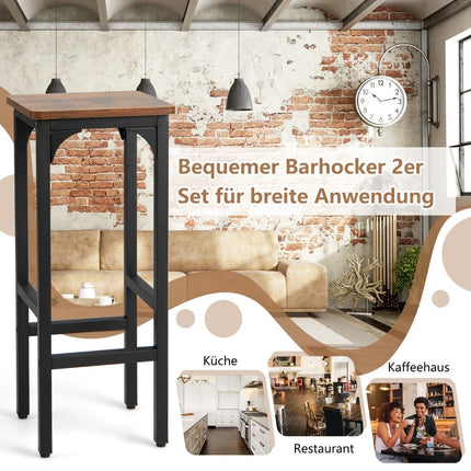 Set de 2 scaune de bar cu suporturi pentru picioare, capacitate 150 kg