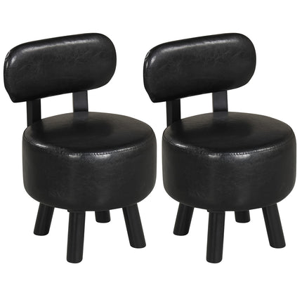 Set de 2 scaune negre din piele ecologică cu spătar, capacitate 150 kg