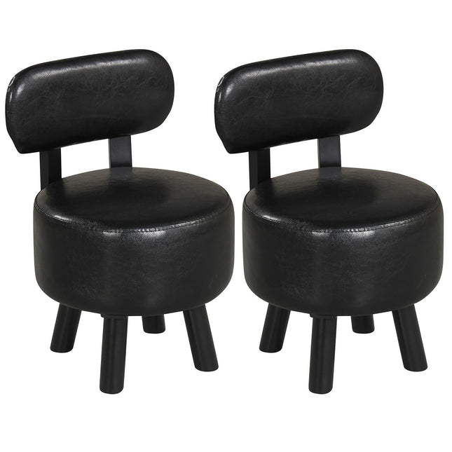 Set de 2 scaune negre din piele ecologică cu spătar, capacitate 150 kg