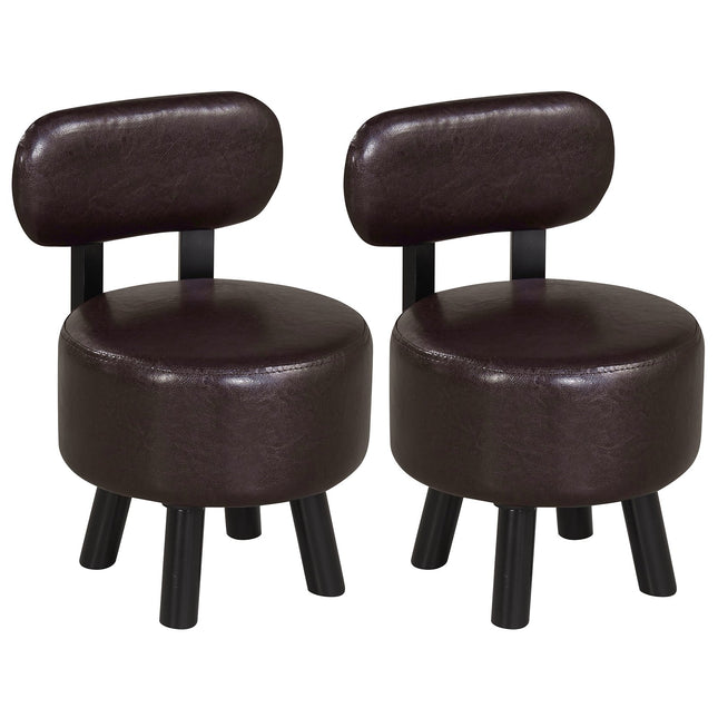 Set de 2 scaune din piele ecologică maro cu spătar, capacitate 150 kg