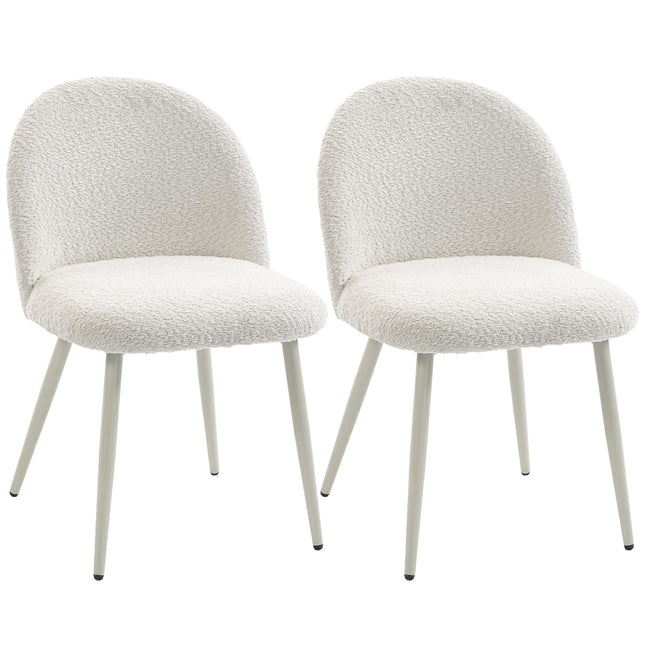 Set de 2 scaune de bucătărie crem, tapițerie chenilă, capacitate 120 kg