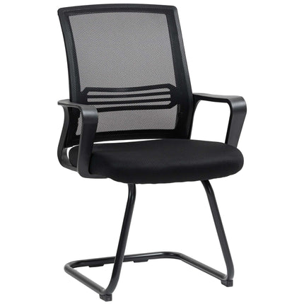Set de 2 scaune de conferință ergonomice negre cu bază tip sanie