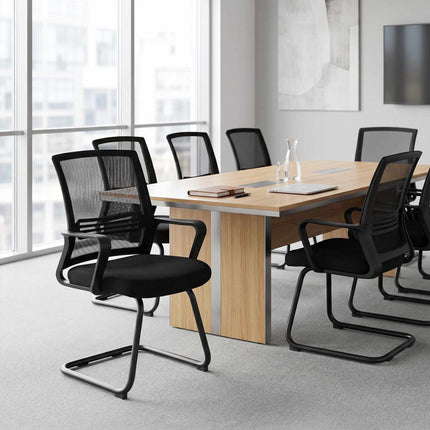 Set de 2 scaune de conferință ergonomice negre cu bază tip sanie