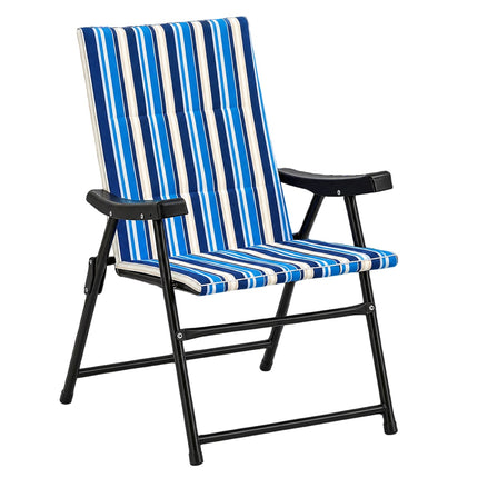 Set of 2 Folding Beach Chairs, High Backrest, 150 kg Capacity
