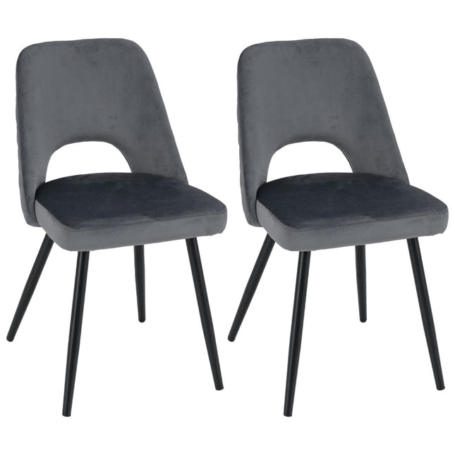 Set de 2 scaune de bucătărie gri, căptușite, capacitate 150 kg