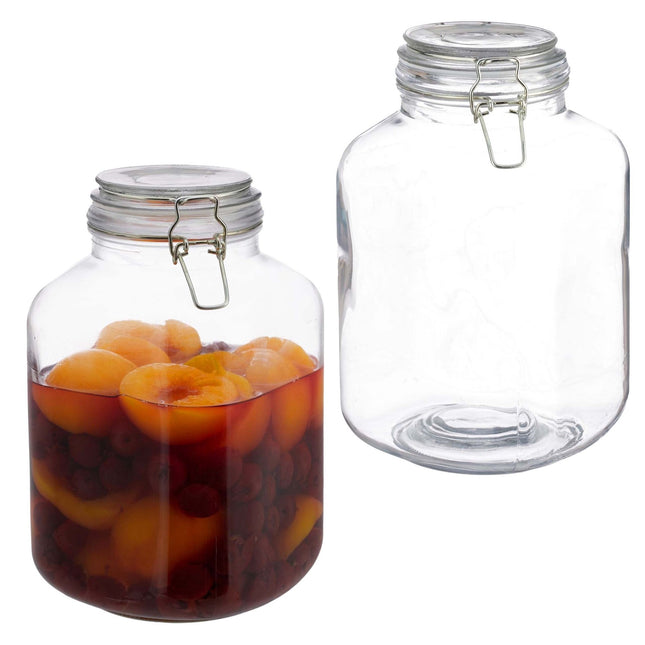 Set de 2 borcane mari de sticlă pentru conservare cu capac, 3 l
