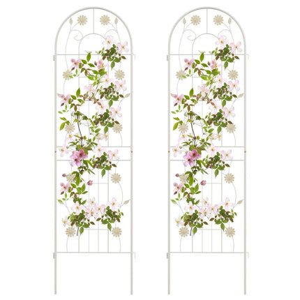 Set of 2 Metal Trellis Decorative Garden Fence Freestanding Trellis 180 cm x 50 cm White