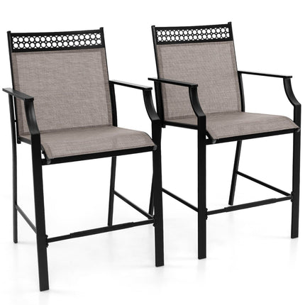 Set de 2 scaune de bar pentru exterior, material textil cu uscare rapidă, 63 cm