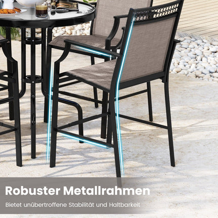 Set de 2 scaune de bar pentru exterior, material textil cu uscare rapidă, 63 cm