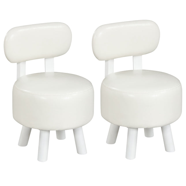 Set de 2 scaune albe din piele ecologică cu spătar, capacitate 150 kg