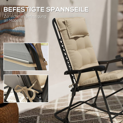 Set 2 perne pentru sezlonguri, perne hidrofuge pentru sezlonguri de gradina, perne tapitate pentru sezlonguri de plaja, perne pentru sezlonguri, perne pentru perne pentru mobilier de gradina, 50 x 116 x 5 cm, bej