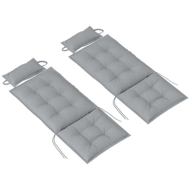 Set 2 perne pentru sezlonguri, perne hidrofuge pentru sezlonguri de gradina, perne tapitate pentru sezlonguri de plaja, perne pentru sezlonguri, perne pentru perne pentru mobilier de gradina, 50 x 116 x 5 cm, gri deschis