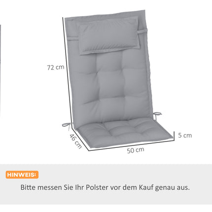 Set 2 perne pentru sezlonguri, perne hidrofuge pentru sezlonguri de gradina, perne tapitate pentru sezlonguri de plaja, perne pentru sezlonguri, perne pentru perne pentru mobilier de gradina, 50 x 116 x 5 cm, gri deschis