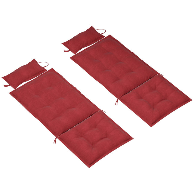Set 2 perne pentru sezlonguri, perne hidrofuge pentru sezlonguri de gradina, perne tapitate pentru sezlonguri de plaja, perne pentru sezlonguri, perne pentru perne pentru mobilier de gradina, 50 x 116 x 5 cm, rosu vin Aosom