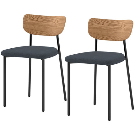 Set 2 scaune de sufragerie, aspect in, design fara brate, picioare metalice, gri