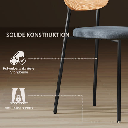 Set 2 scaune de sufragerie, aspect in, design fara brate, picioare metalice, gri