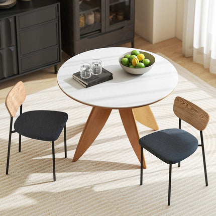 Set 2 scaune de sufragerie, aspect in, design fara brate, picioare metalice, gri