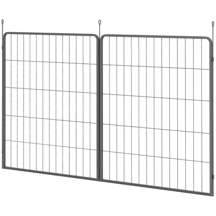 Dog fence for outdoor use, set of 2, steel, 80x100 cm, black