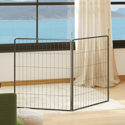 Dog fence for outdoor use, set of 2, steel, 80x100 cm, black