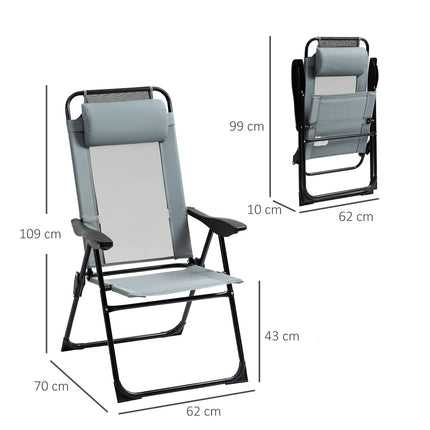 Folding garden chairs, adjustable backrest, 120 kg capacity
