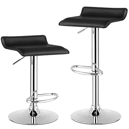 Set de 2 scaune de bar reglabile pe inaltime cu spatar &amp; Suport pentru picioare scaun pivotant 360° negru