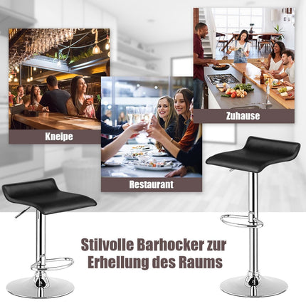Set de 2 scaune de bar reglabile pe inaltime cu spatar &amp; Suport pentru picioare scaun pivotant 360° negru