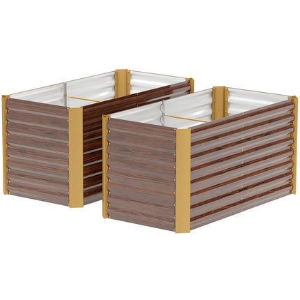 Set 2 paturi de flori pentru pat înălțat, rezistente la intemperii, pat de plante, cadru rece, pat de grădină, ghiveci pentru plante, cutie de plante din oțel galvanizat, cutie de flori pentru terasă și grădină, 120 x 60 x 60 cm