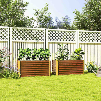 Set 2 paturi de flori pentru pat înălțat, rezistente la intemperii, pat de plante, cadru rece, pat de grădină, ghiveci pentru plante, cutie de plante din oțel galvanizat, cutie de flori pentru terasă și grădină, 120 x 60 x 60 cm