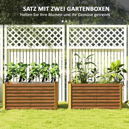 Set 2 paturi de flori pentru pat înălțat, rezistente la intemperii, pat de plante, cadru rece, pat de grădină, ghiveci pentru plante, cutie de plante din oțel galvanizat, cutie de flori pentru terasă și grădină, 120 x 60 x 60 cm