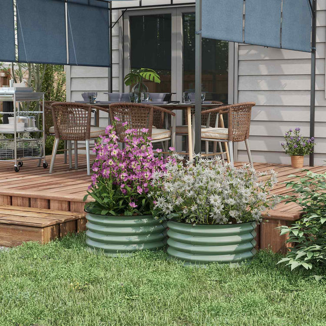 Set 2 paturi inaltate din otel, pat de plante, cadru rece, pat de gradina, cutie de flori, stivuibil, cutie de plante, pat de legume, diametru 60 x 30 cm pentru gradina, balcon, ghiveci pentru flori, plante, legume