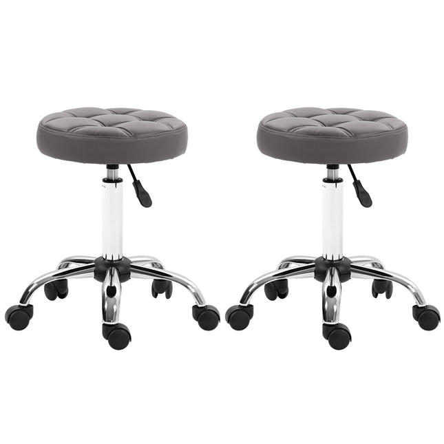 Height-adjustable swivel stools, set of 2, with wheels