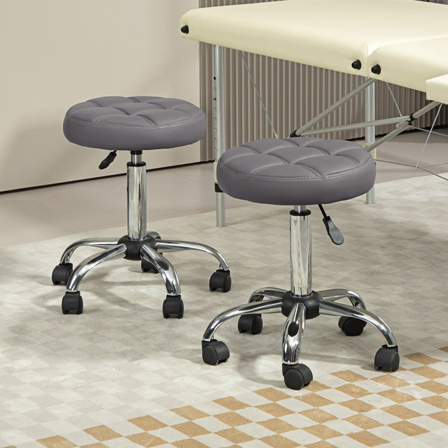 Height-adjustable swivel stools, set of 2, with wheels