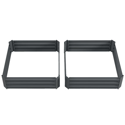 Set 2 paturi înălțate din oțel, cadru rece, pat de grădină, cutie de flori plug-in, cutie de plante, ghiveci pentru plante, 100 x 100 x 30 cm pentru grădină, balcon, terasă, pat de legume pentru flori, plante