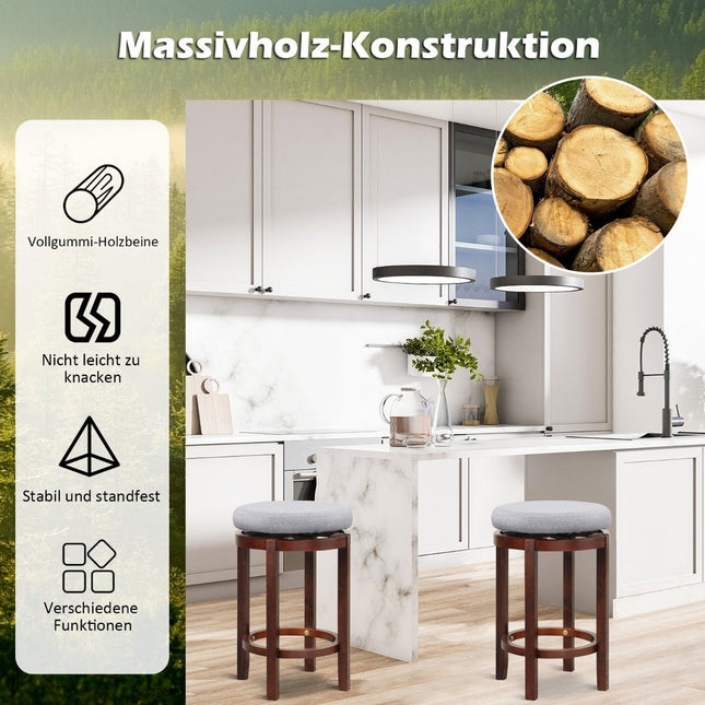 Set 2 taburete inaltime blat 66 cm inaltime scaune de bar pivotante 42 x 42 x 66 cm gri si maro