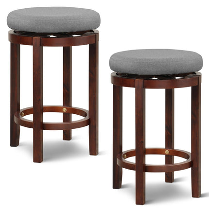 Set 2 taburete inaltime blat 66 cm inaltime scaune de bar pivotante 42 x 42 x 66 cm gri si maro