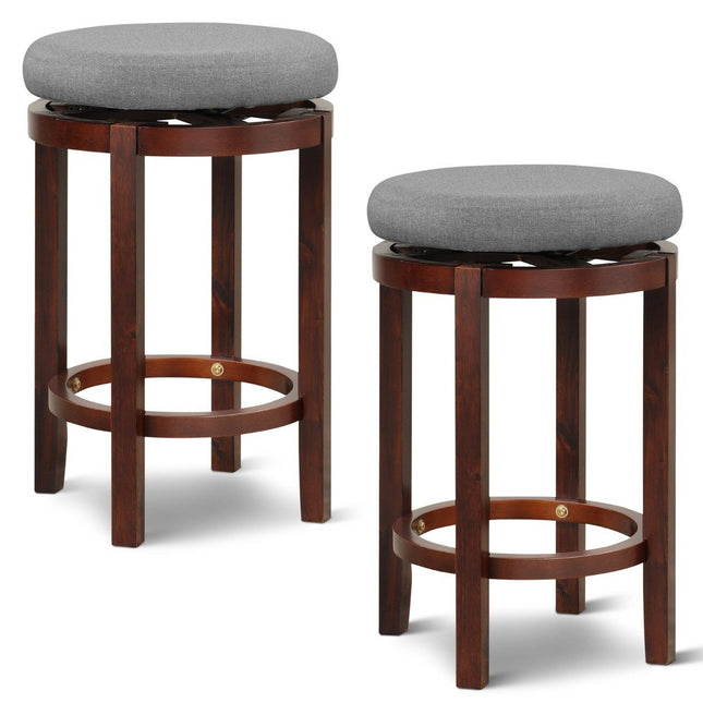 Set 2 taburete inaltime blat 66 cm inaltime scaune de bar pivotante 42 x 42 x 66 cm gri si maro