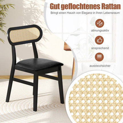 Set de 2 scaune de sufragerie din lemn cu sezut captusit negru