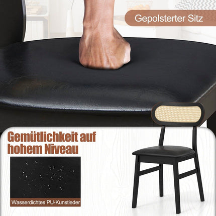 Set de 2 scaune de sufragerie din lemn cu sezut captusit negru