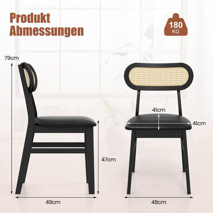 Set de 2 scaune de sufragerie din lemn cu sezut captusit negru