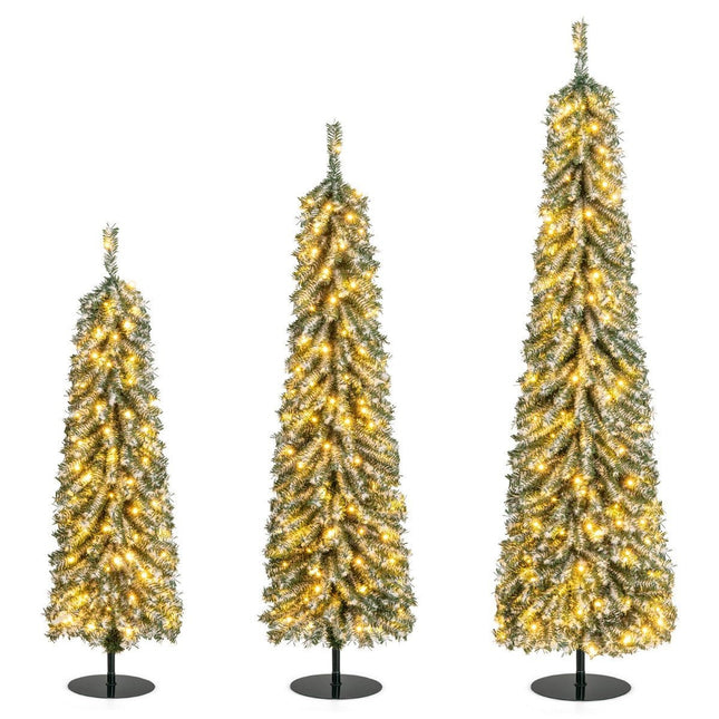 Set 3 Creion Artificial Pomi de Crăciun 120+150+180 cm Pom de Crăciun pentru birou acasă