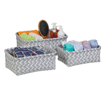 Set de 3 cosuri de depozitare din rachita din plastic