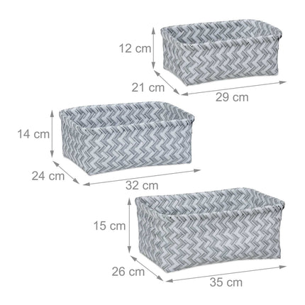 Set de 3 cosuri de depozitare din rachita din plastic