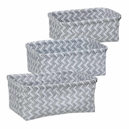 Set de 3 cosuri de depozitare din rachita din plastic