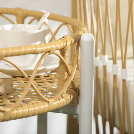 Set 3 mobilier de gradina din ratan cu 2 scaune de gradina si masuta de cafea, mobilier de balcon cu perne, pentru balcon si terasa, galben si crem